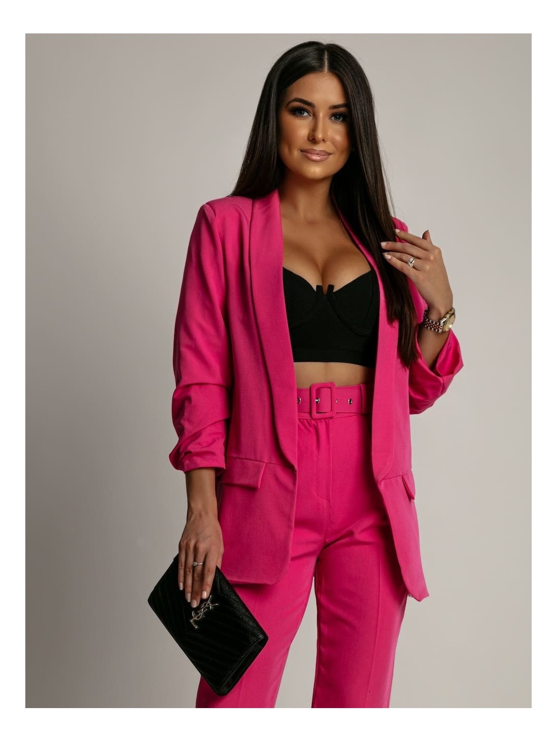 Elegantes Set aus Jacke und Hose in Fuchsia 7684